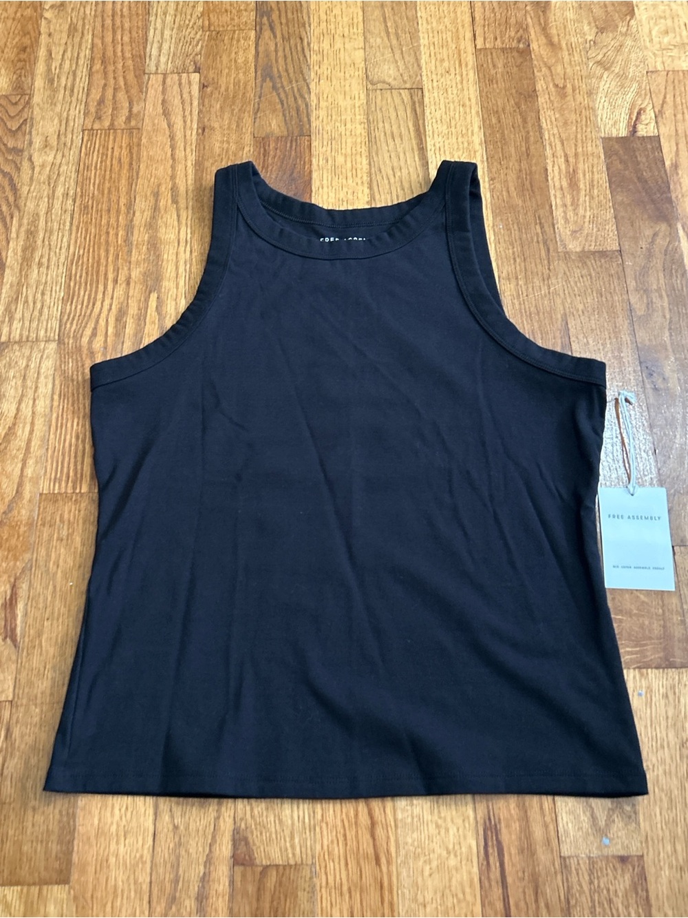 Free Assembly Black High Neck Cutaway Tank Top NWT Large